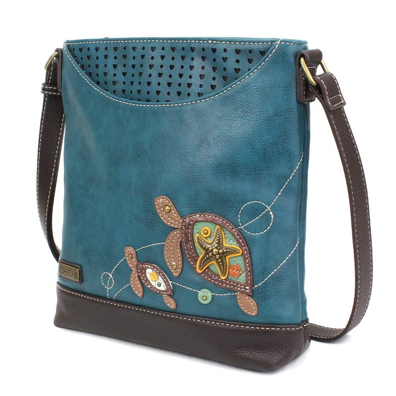 CHALA Sweet Messenger Mid Size Shoulder Purse with Adjustable Strap - Two Turtles - turquoise - Image 2